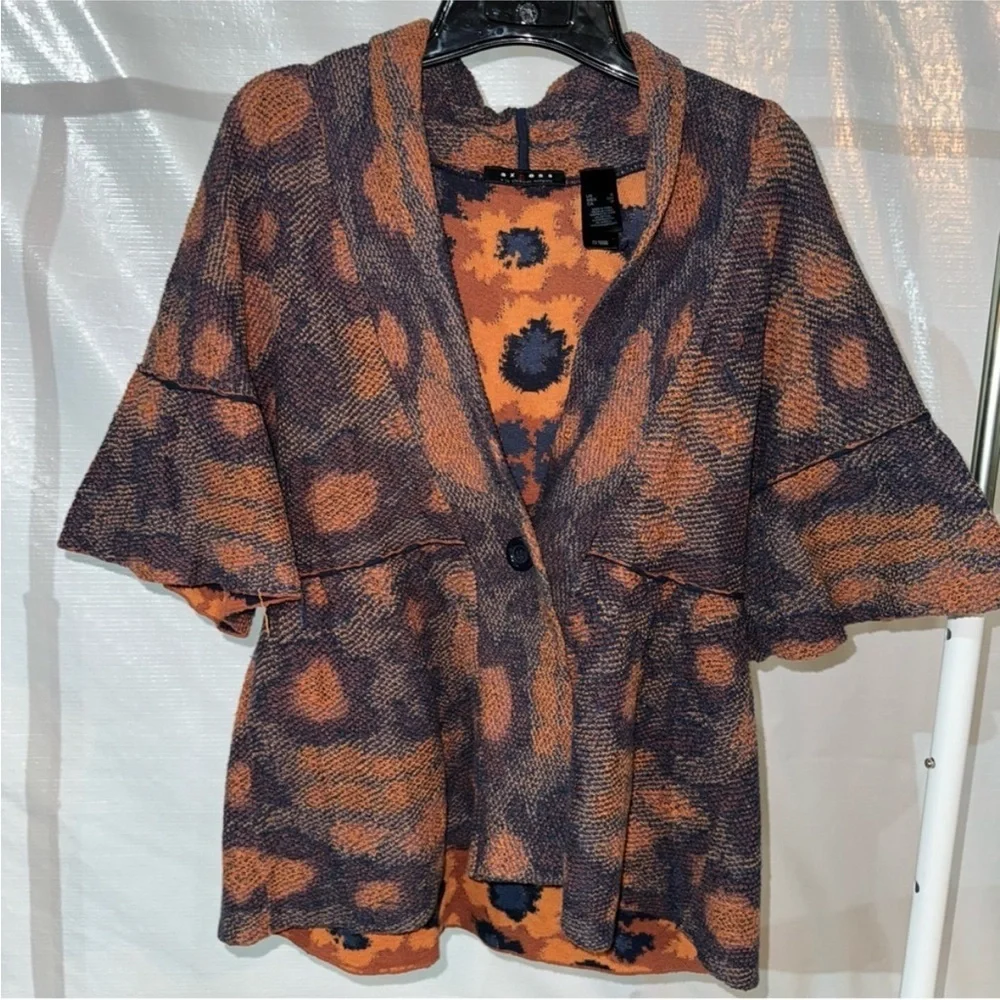 Axcess Orange and Black Floral Cardigan - Picture 1 of 4